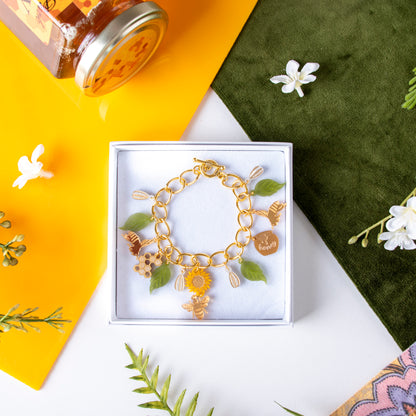 Sunflower & Honeybee Charm Bracelet