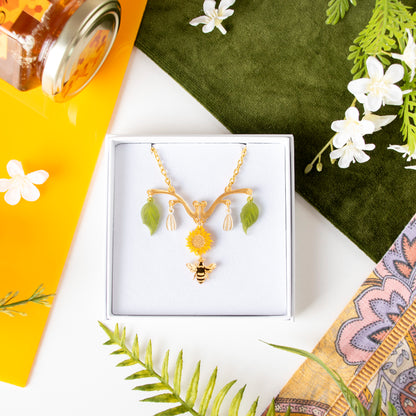 Sunflower & Honeybee Necklace