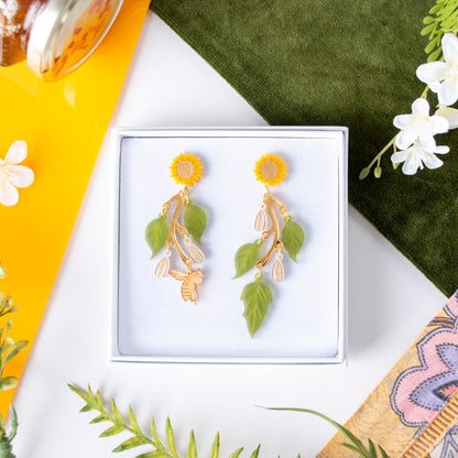 Sunflower & Honeybee Statement Earrings