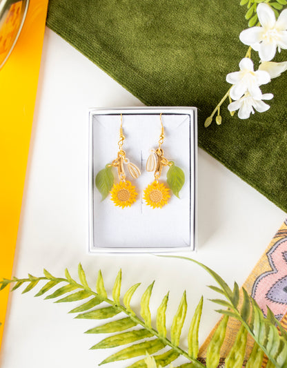 Sunflower & Honeybee Earrings