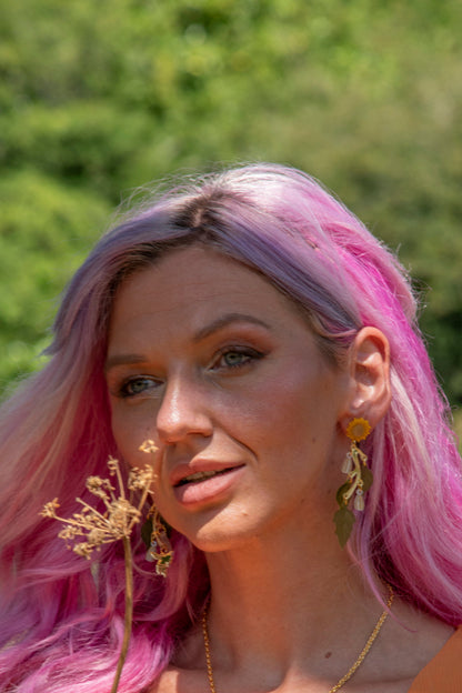 Sunflower & Honeybee Statement Earrings