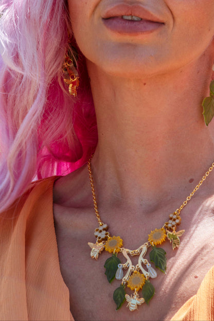 Sunflower & Honeybee Statement Necklace