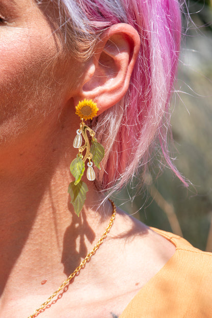 Sunflower & Honeybee Statement Earrings