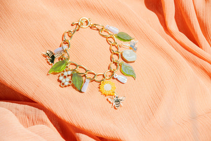 Sunflower & Honeybee Charm Bracelet