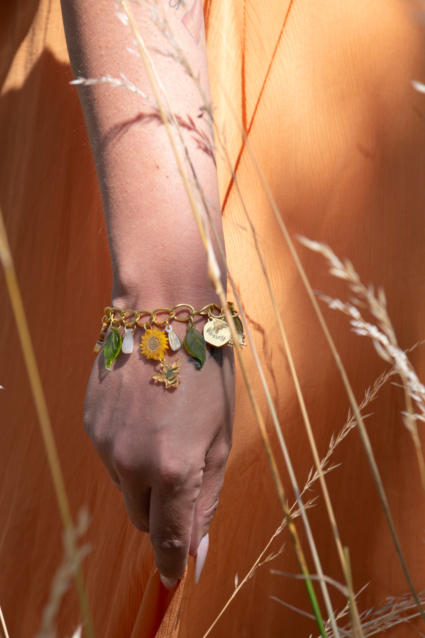 Sunflower & Honeybee Charm Bracelet