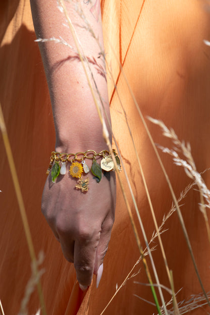 Sunflower & Honeybee Charm Bracelet