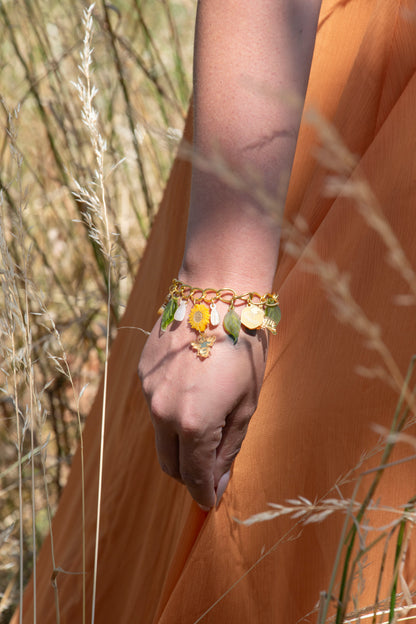 Sunflower & Honeybee Charm Bracelet