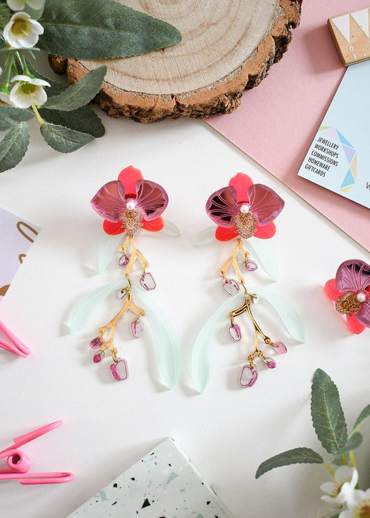 Orchid statement earrings