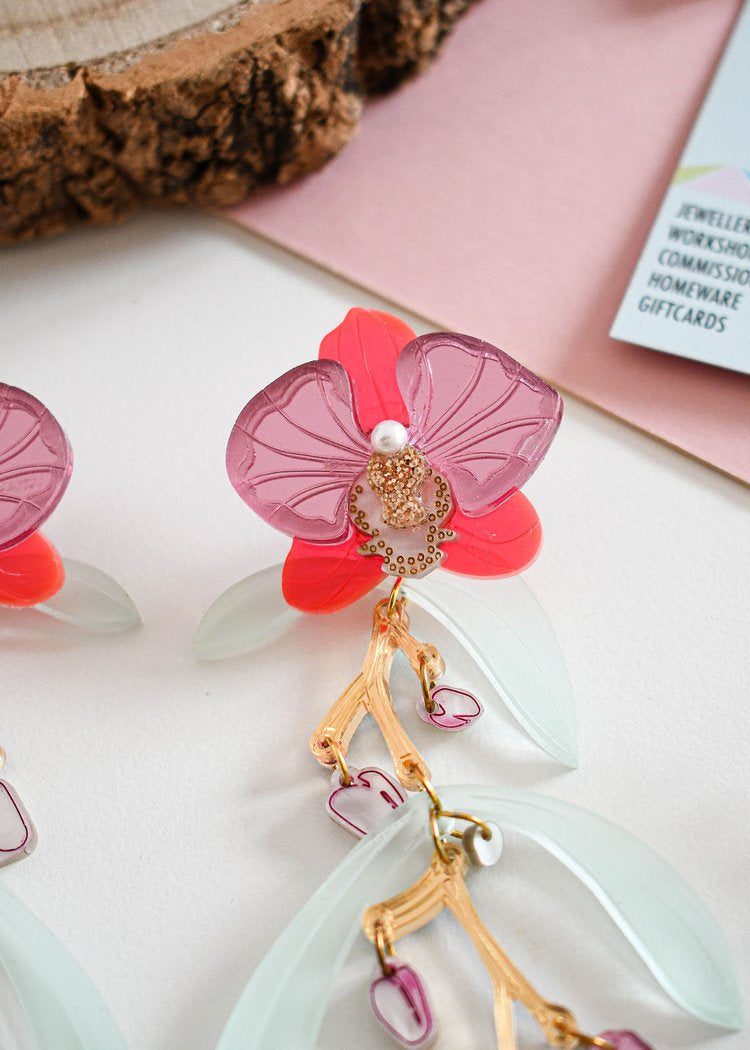 Orchid statement earrings