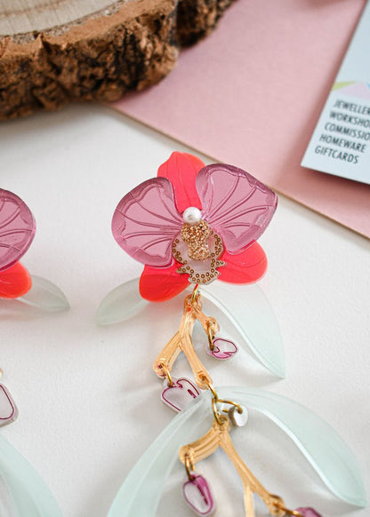 Orchid statement earrings