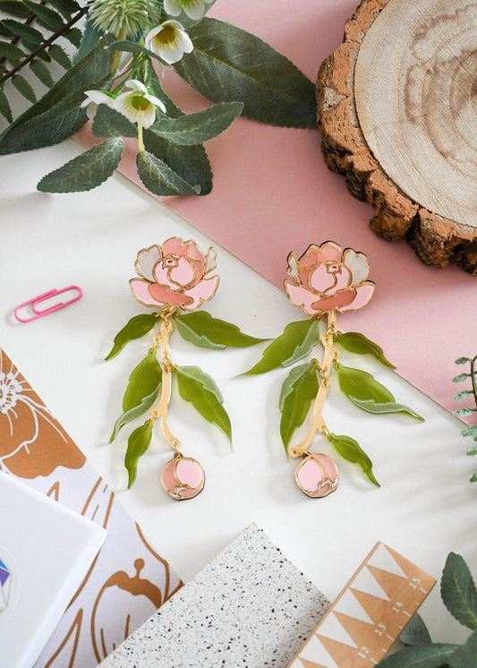 Peony statement earrings