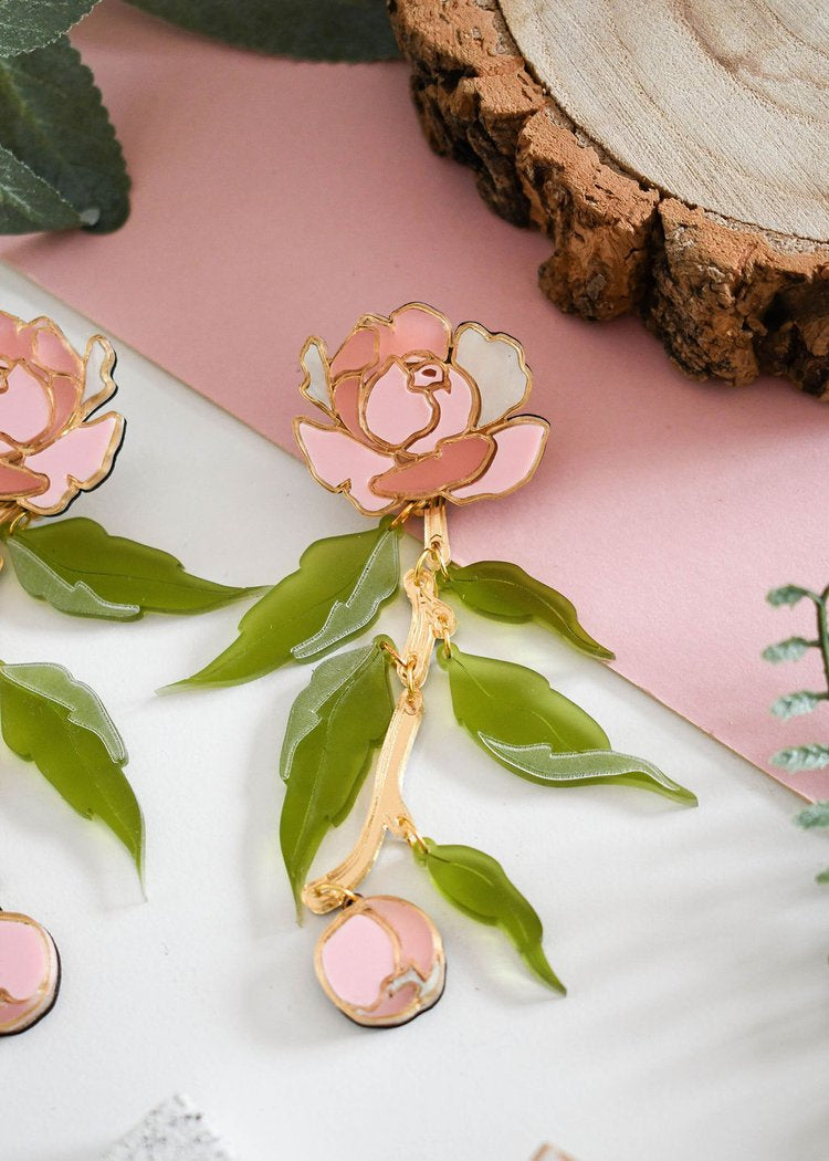 Peony statement earrings