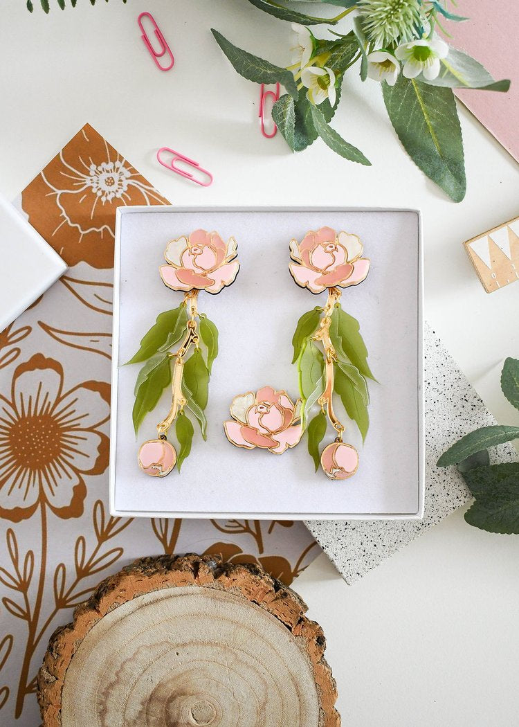Peony statement earrings