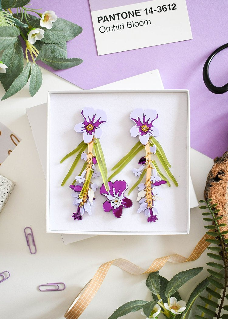 Lavender statement earrings