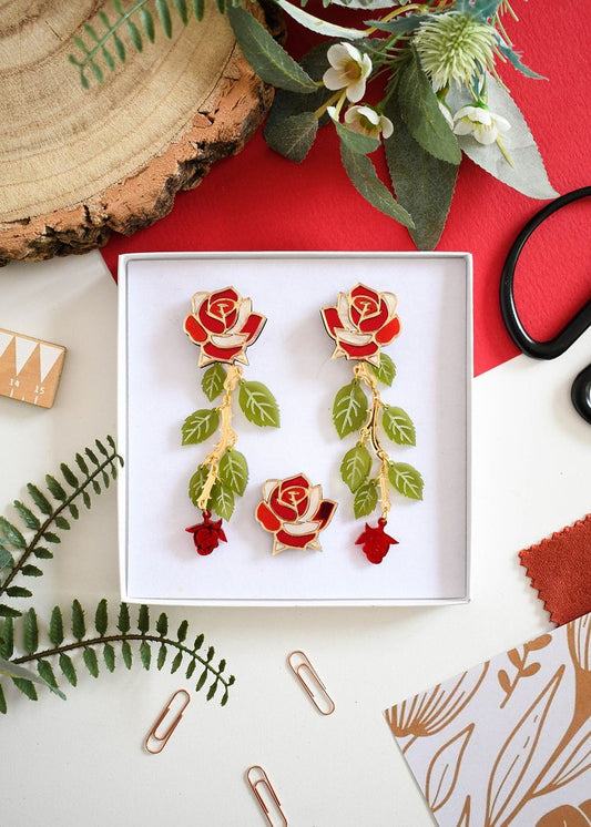 Rose statement earrings