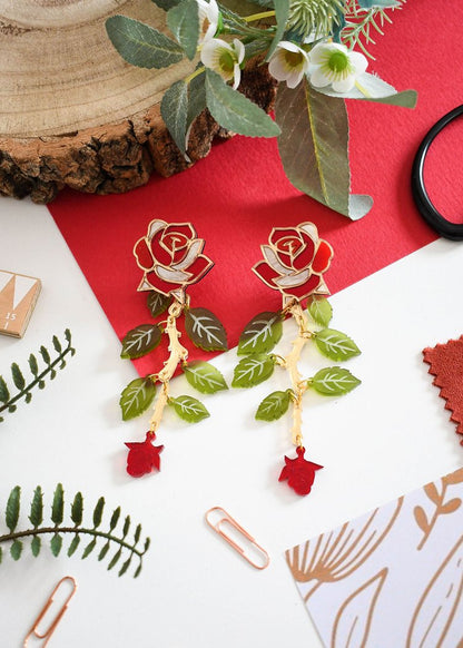 Rose statement earrings