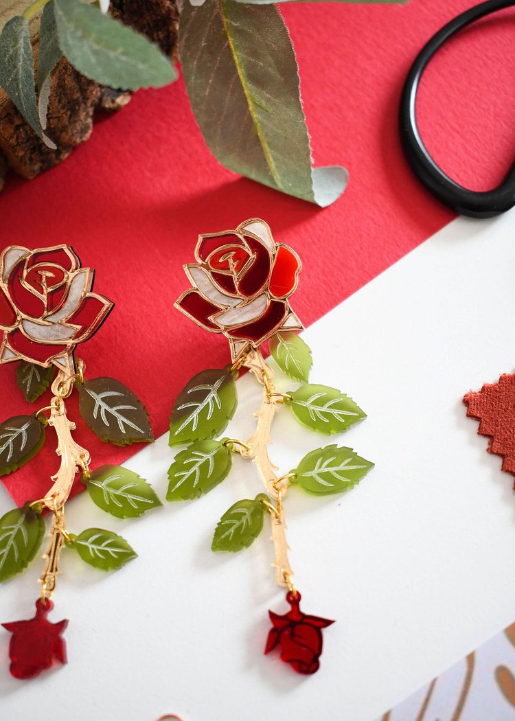 Rose statement earrings