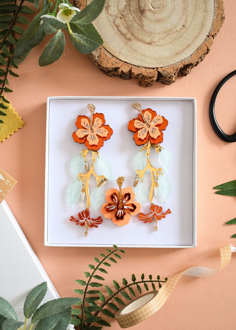 Hibiscus statement earrings
