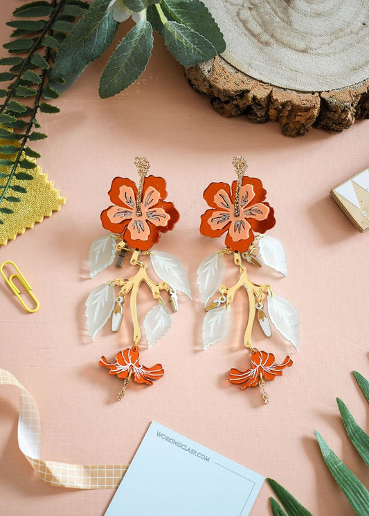 Hibiscus statement earrings