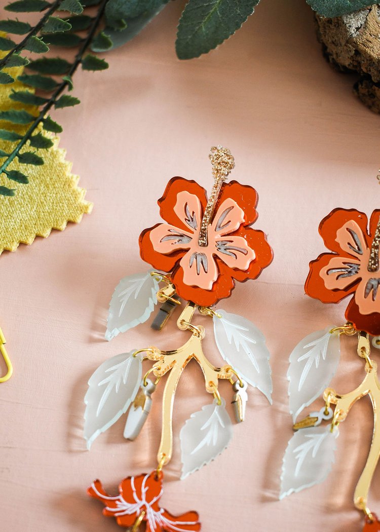 Hibiscus statement earrings