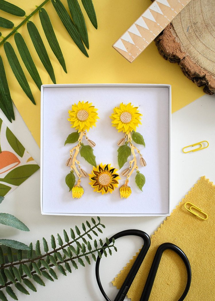 Sunflower statement earrings