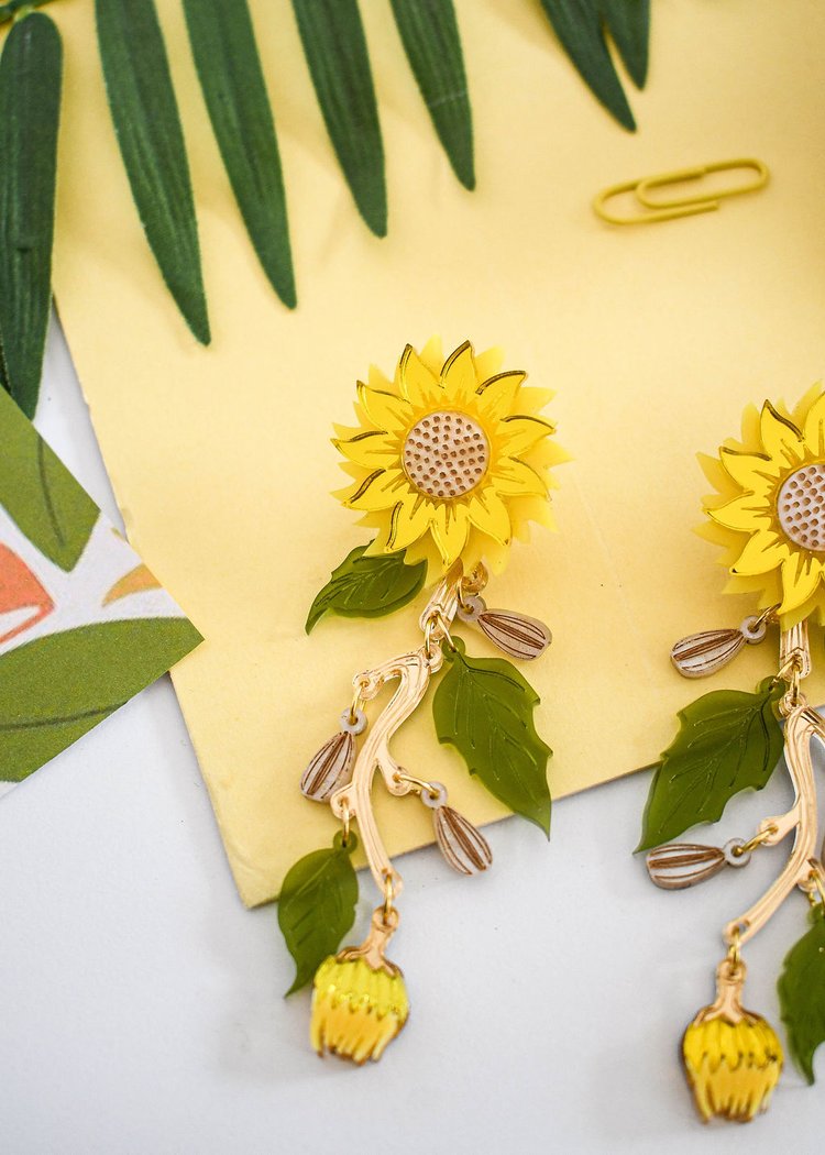 Sunflower statement earrings