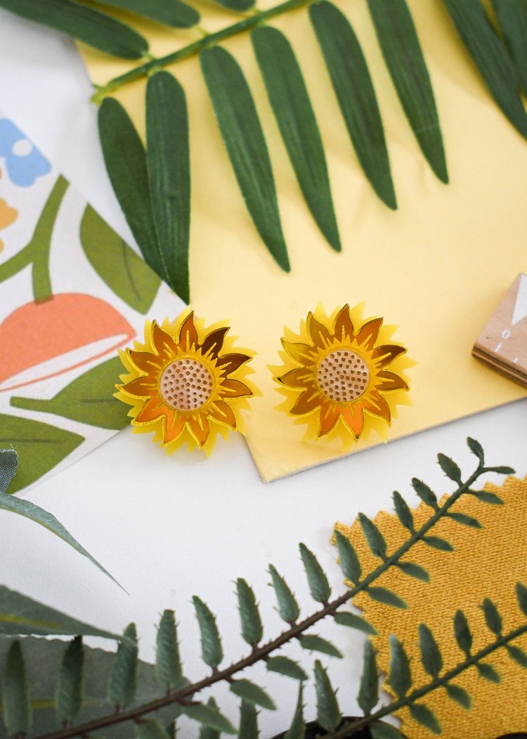 Sunflower statement earrings
