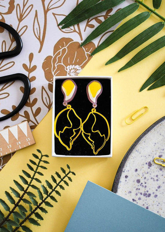 William Morris cut out flower shell earrings