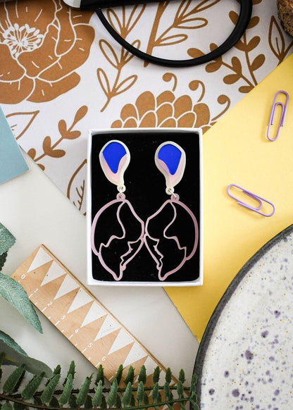William Morris cut out flower shell earrings