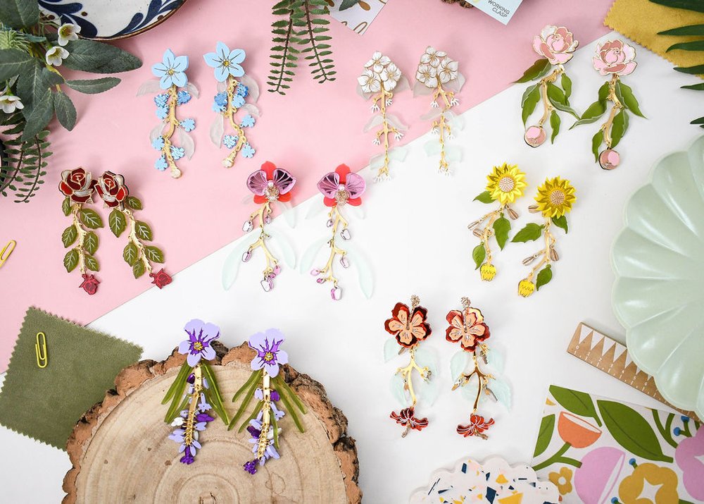 Hibiscus statement earrings
