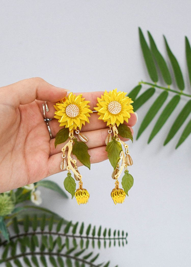 Sunflower statement earrings