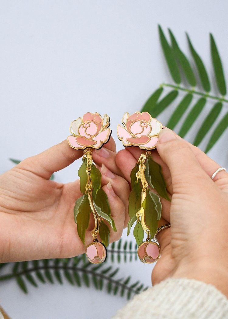 Peony statement earrings