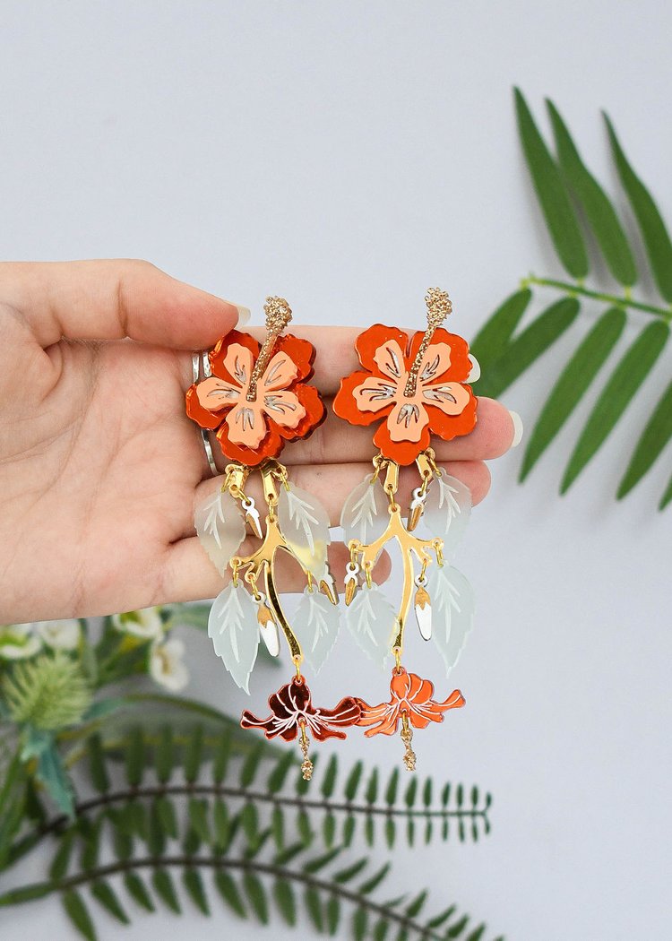 Hibiscus statement earrings