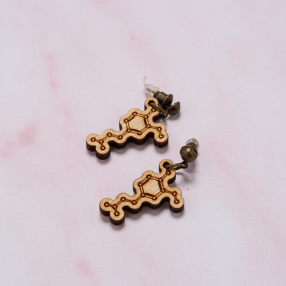 Dopamine molecule earrings - 'The feel good/pleasure chemical'