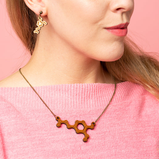 Dopamine molecule necklace - 'The feel good/pleasure chemical'