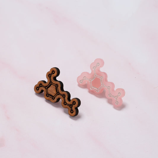 Dopamine molecule pin badge - 'The feel good/pleasure chemical'