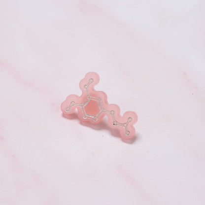 Dopamine molecule pin badge - 'The feel good/pleasure chemical'