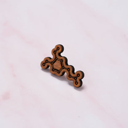 Dopamine molecule pin badge - 'The feel good/pleasure chemical'