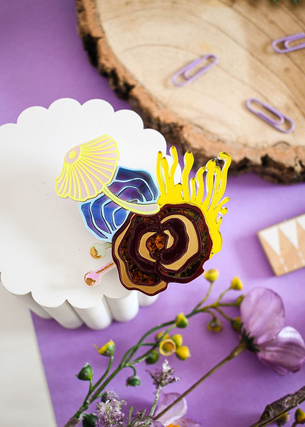 Enchanted mushroom brooch