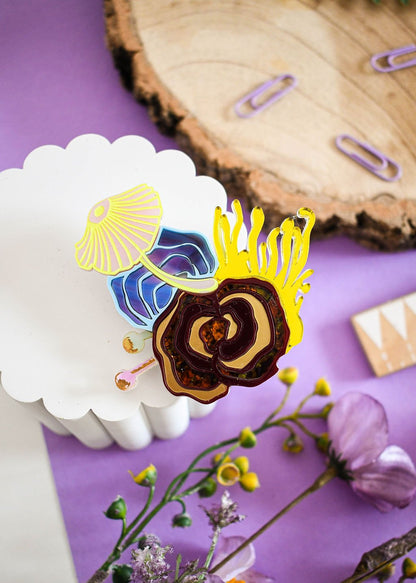 Enchanted mushroom brooch
