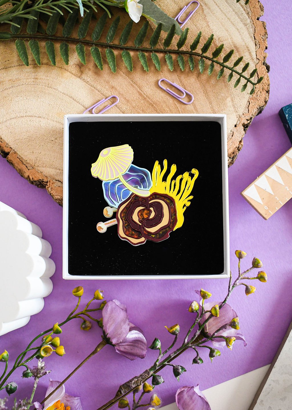 Enchanted mushroom brooch