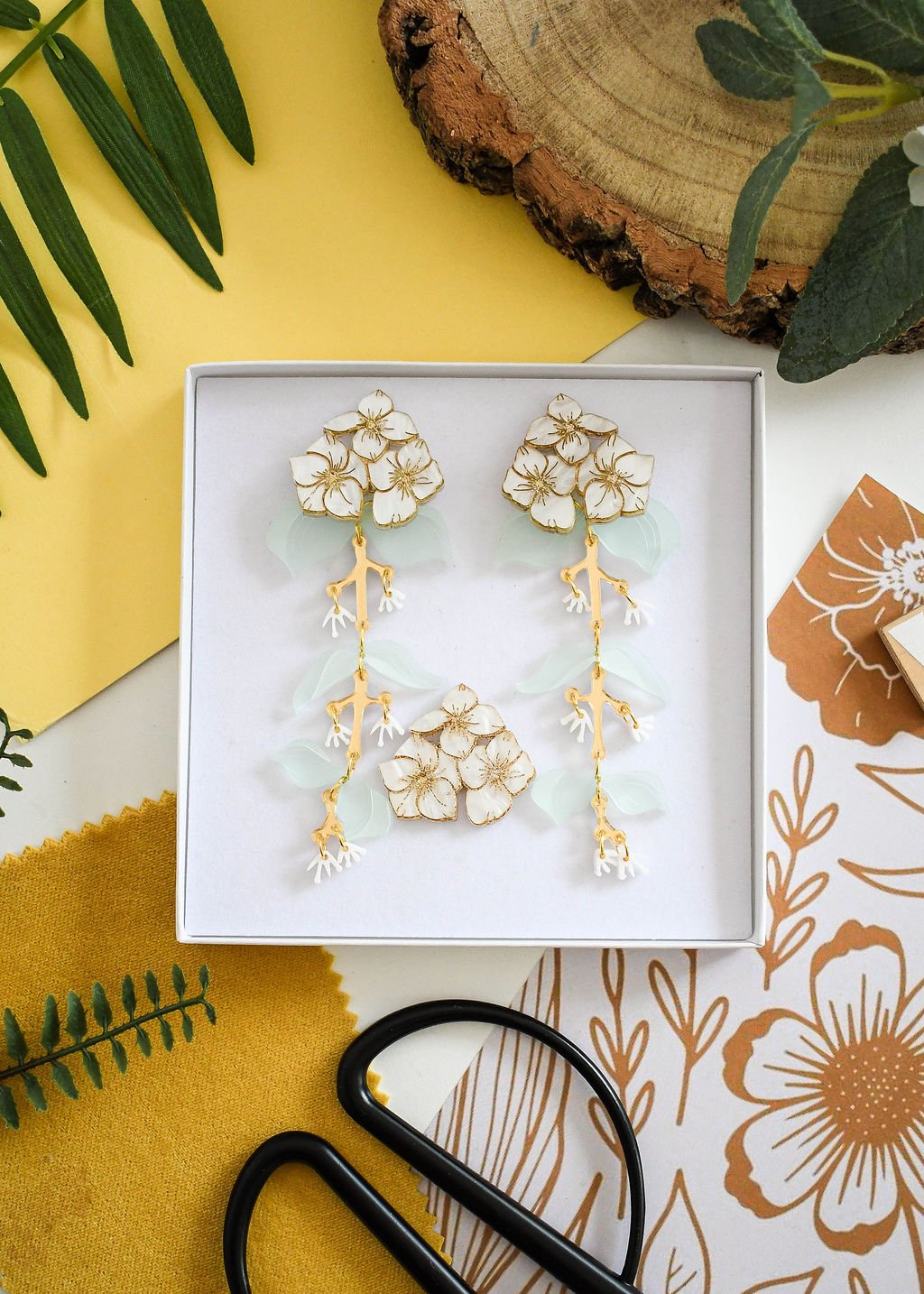 Eucalyptus & Hydrangea earrings