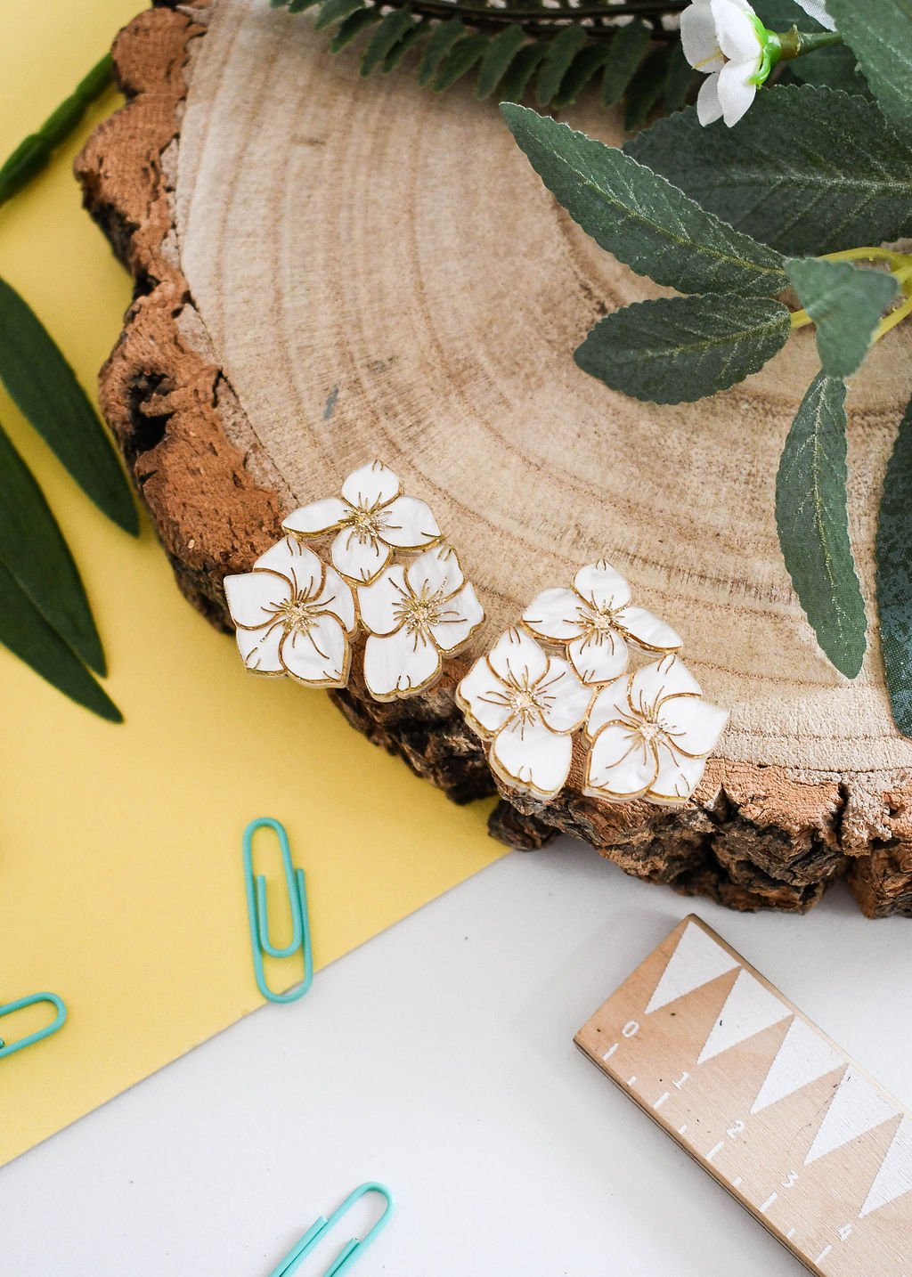 Eucalyptus & Hydrangea earrings