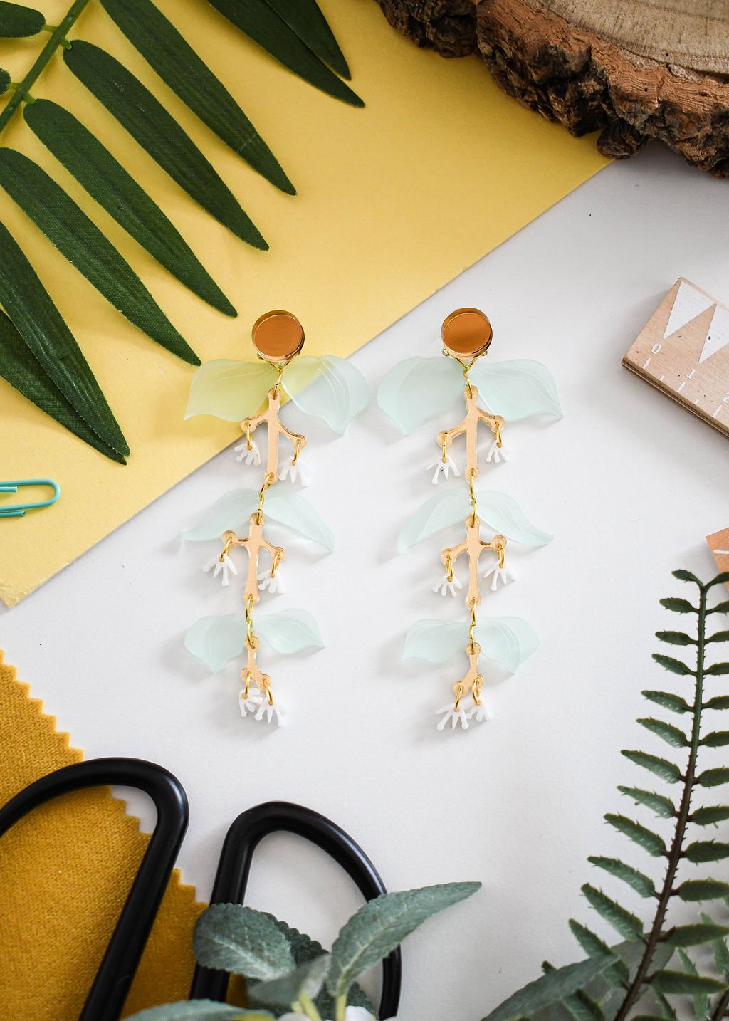 Eucalyptus & Hydrangea earrings