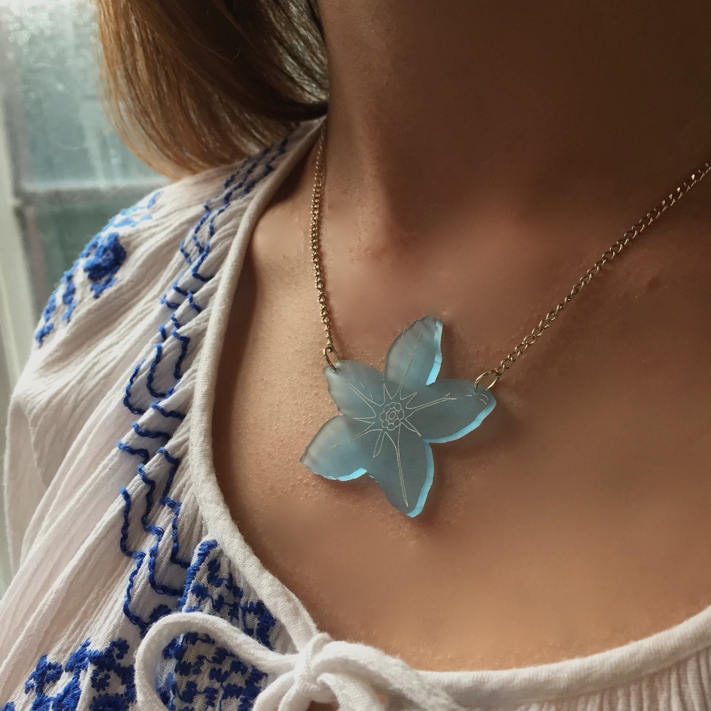 Forget-Me-Not frosted flower necklace