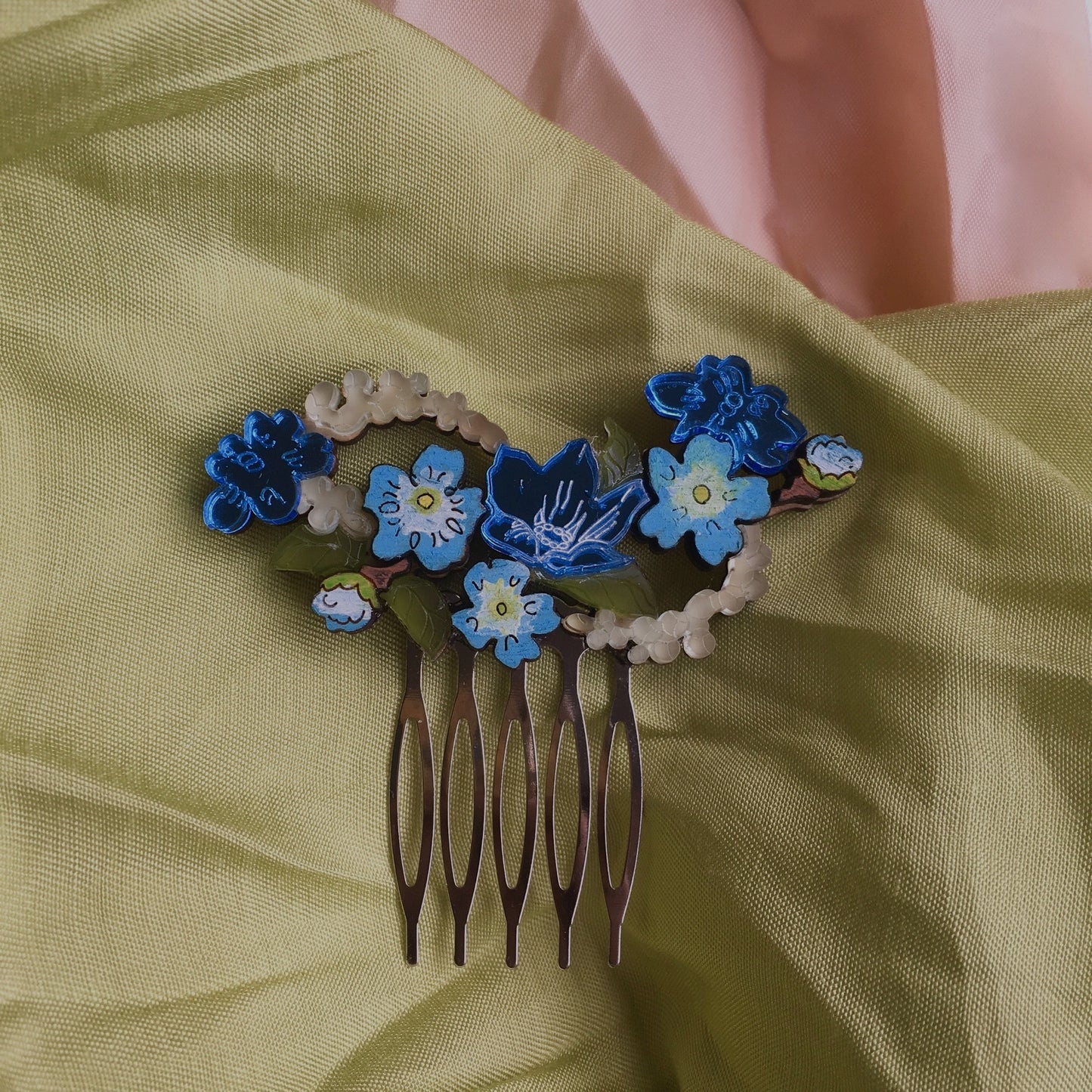 Forget-Me-Not hair comb