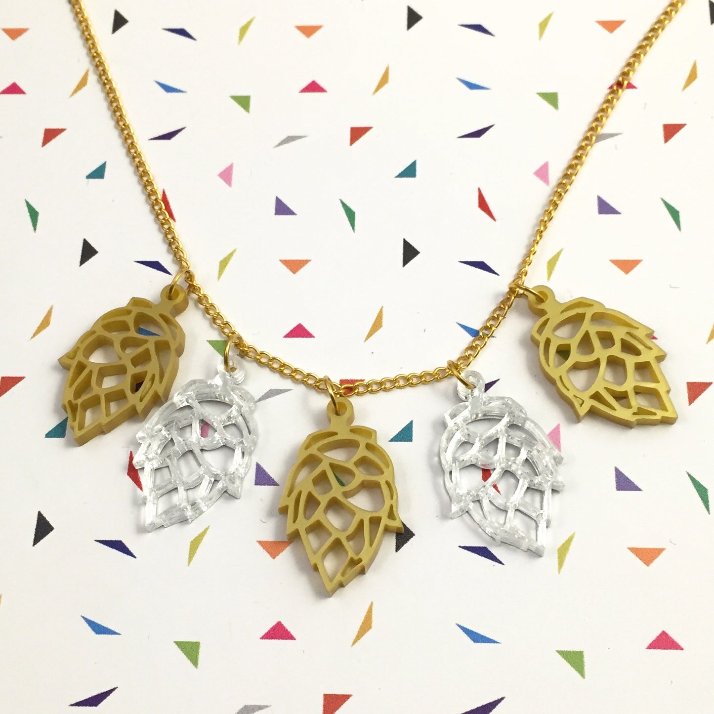 Hop flower charm necklace