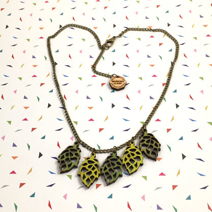 Hop flower charm necklace