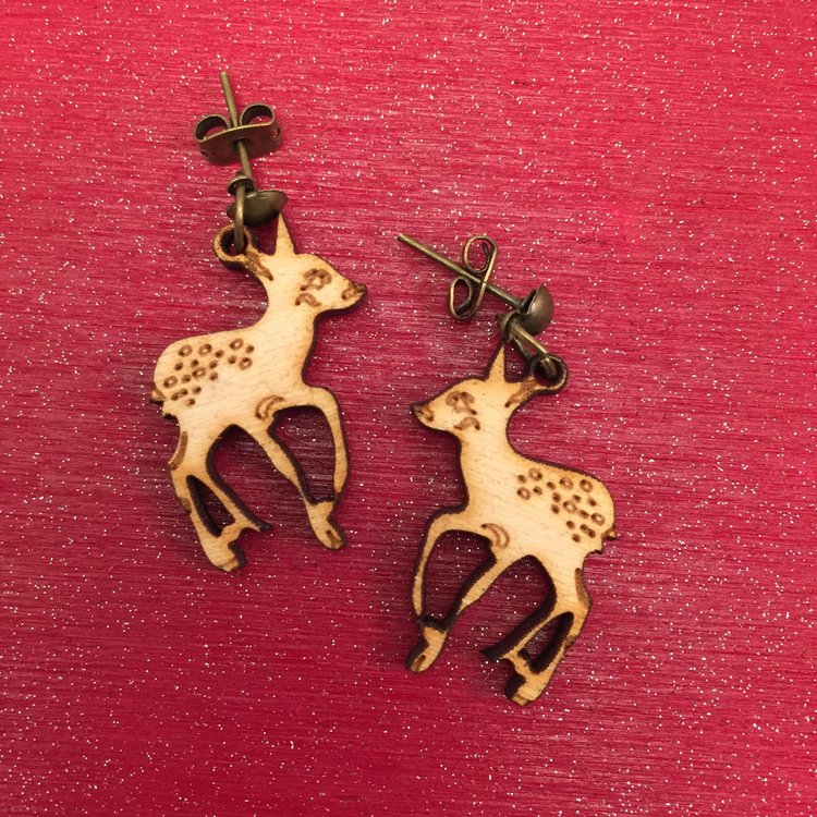 Wooden animal earrings