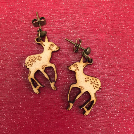 Wooden animal earrings